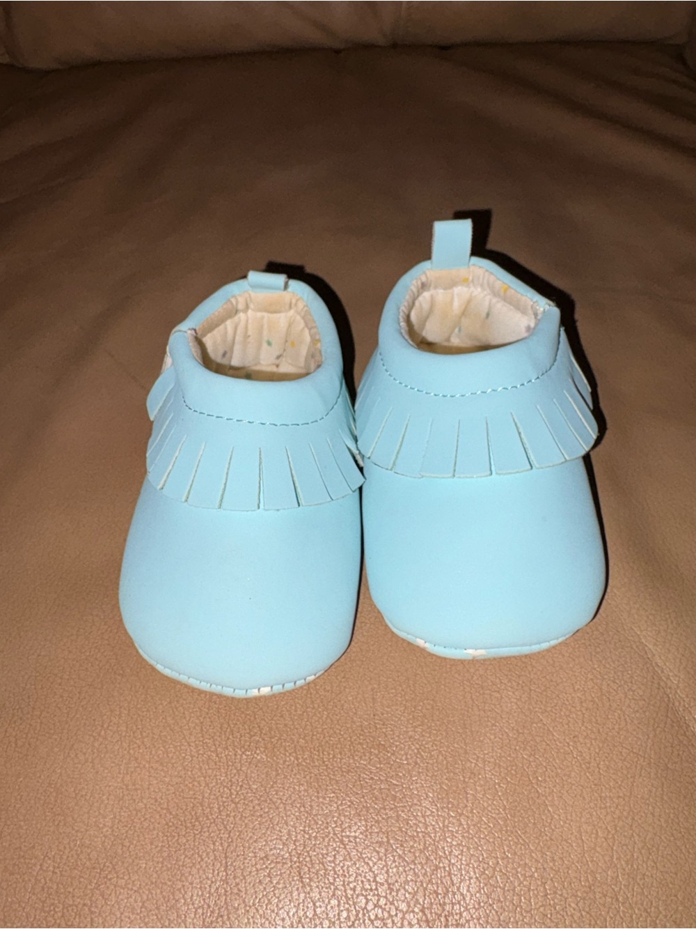 cloud island Baby Fringe Moccasins in Light Blue